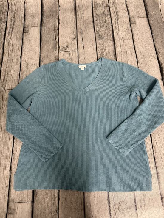 J. Jill Sweaters - Women’s J.Jill V Neck Sweater Teal Blue Sz Medium Petite PM Cotton Blend
